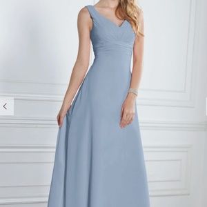 JJ's House Empire V-Neck Floor-Length Chiffon Bridesmaid Dress With Ruffle